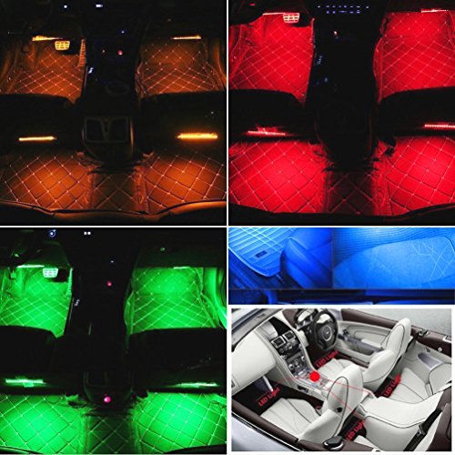 ANSCHE Car Interior Lights, 72 LEDs Under Dash LED 12V RGB Floor Strip Lights Music Changing Wireless RF Remote Control Decorative Atmosphere Ambient Lighting Kits Sound Sensitive,Car Charger Included - Thumbnail 5