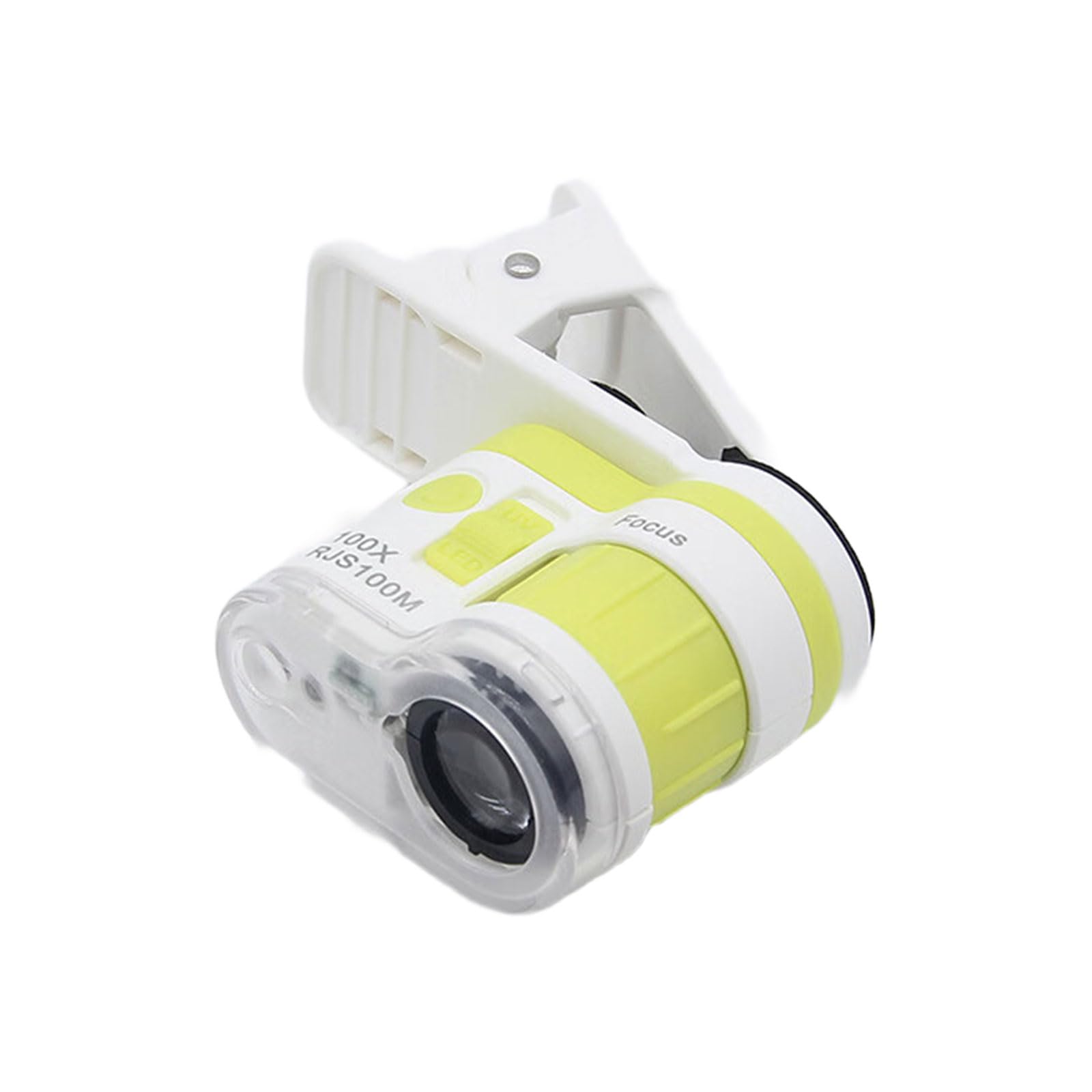 Jazuaiao Yellow Advanced 100X Device Featuring White Double Light Phone Clip Integration For Academic Commercial Applications Led Light Double Source Microscope
