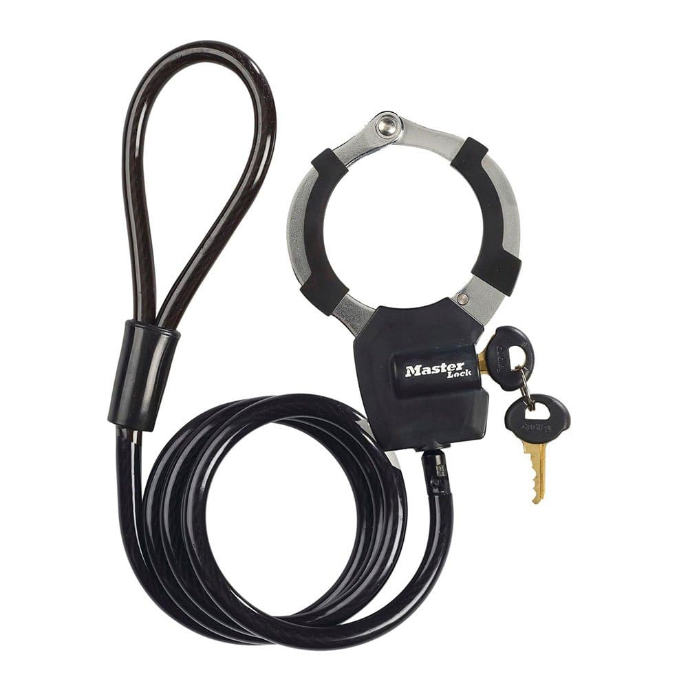 Antivol Street Cuff Master Lock 8275 câble en acier noir avec dragonne pour vélo et moto