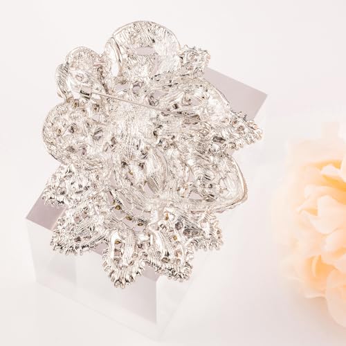 Image of LAXPICOL Big Large Women's Vintage Austrian Crystal Elegant Flower Teardrop Brooch Gold Tone