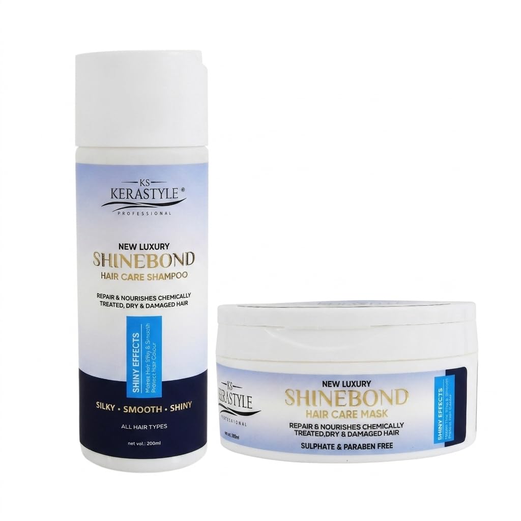 Shinebond Hair Care Combo | Shinebond Shampoo 200ml & Hair Mask 200ml | Smooth & Glossy Hair Care for Dry, Damaged & Chemically Treated Hair | Salon Inspired Hair Care Set-image-46