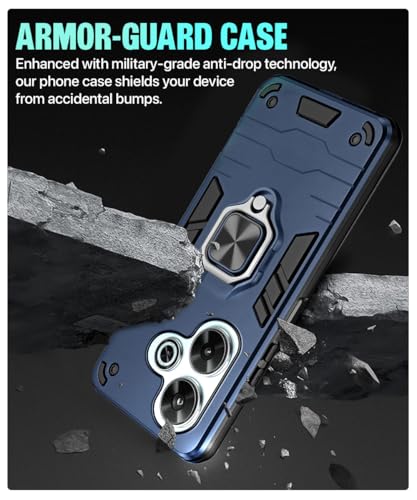 Image of WOW IMAGINE Shock Proof Back Case Mobile Cover for Redmi 13 5G | Poco M6 Plus 5G | Back Cover Case (Tough Armor | Hybrid PC + TPU | Ring Holder & in-Built Kickstand | Blue)