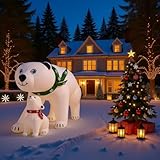 16-Foot Inflatable Polar Bear Mother and Cub with Moving Head and Lightshow