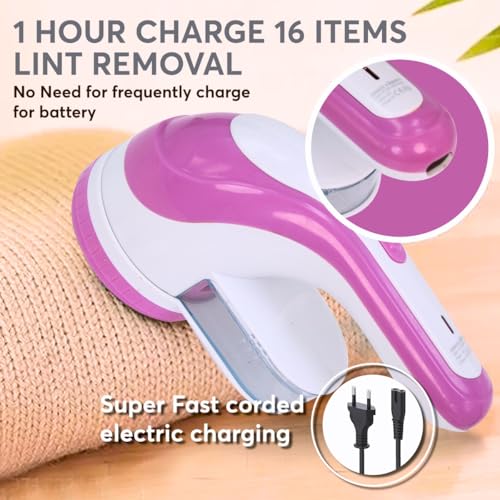 Image of TEQO Lint Remover| Lint Remover for Clothes|Fabric Shaver Rechargeable|90 Minutes Run Time in A Single Charge | Wool Sweaters, Clothing, Shirts, Jackets (Purple)