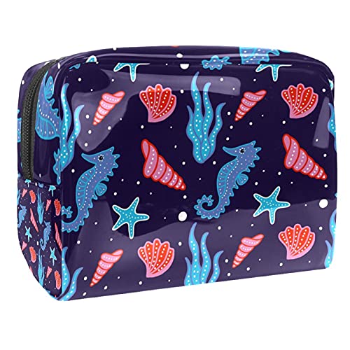 Trousse de maquillage licorne et étoiles noire pour filles et femmes, vanity de 18.5x7.5x13cm