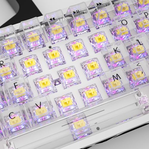 Image of Zhouwang 108Pcs Crystal Yellow Linear Mechanical Keyboard Switches Kit | Pre-Lubed Hot-swap Switches,Solid rebound /Responsive 3 Pin Office Typing,MX Style Smooth feel for Mechanical Gaming Keyboards