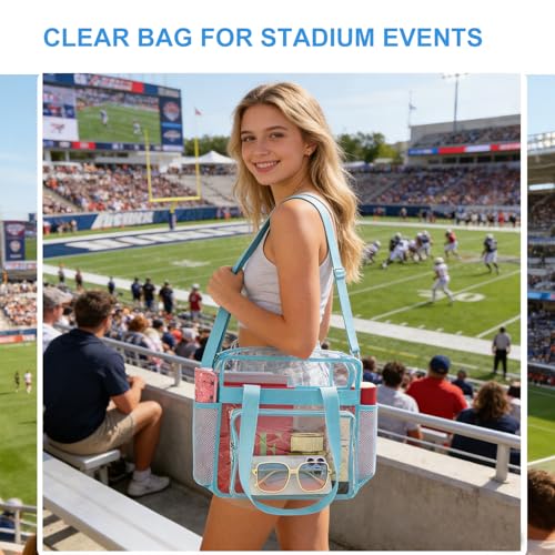 Image of Busiuw Clear Bag for Stadium Events, Stadium Approved 12x12x6 Clear Tote Bag for Sport Fan, Work Concert Travel