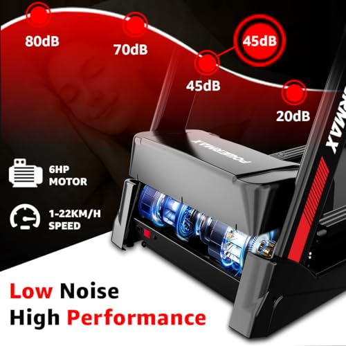 Image of PowerMax Fitness TDA-330 6HP DC Motorized Electric Auto Incline Treadmill for Home use | Inbuilt Cooling Fan, Max User 140kg, Top Speed 22kmph, 1330 x 480mm Running Deck, LCD disp., iPad Holder
