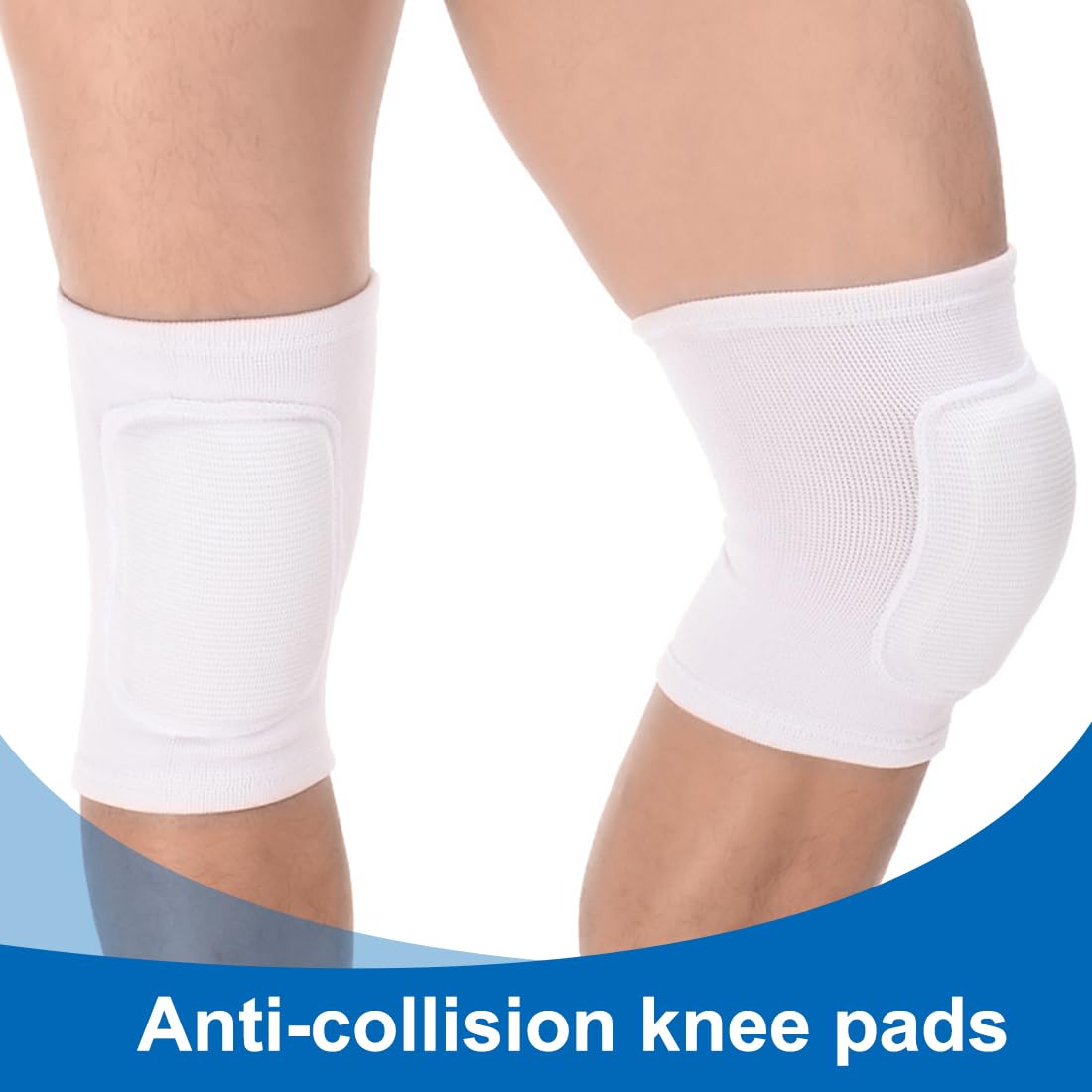 EIHI Genouillères de Protection Sport Antidérapante Soft Knee Pad Volleyball Course Danse Tennis Blanc L