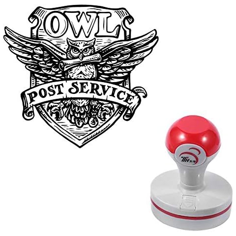 Seasonstorm Magic Owl Post Service Self-Inking Photosensitive Planner Scrapbooking Stamps for Card Making Bullet Journal Art Supplies Round 1.6 inches Black Ink Cover