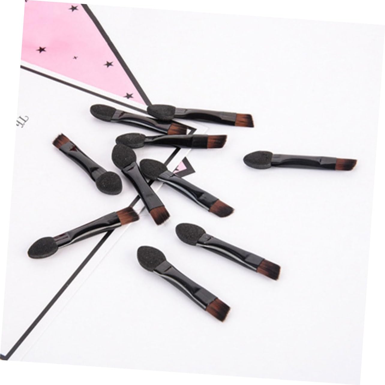 DECOMELODY 50pcs Makeup Brush Set Eyebrow Lip Brush Double-sided Eye Shadow Sponge Applicator Comfortable Non-slip Grip Black