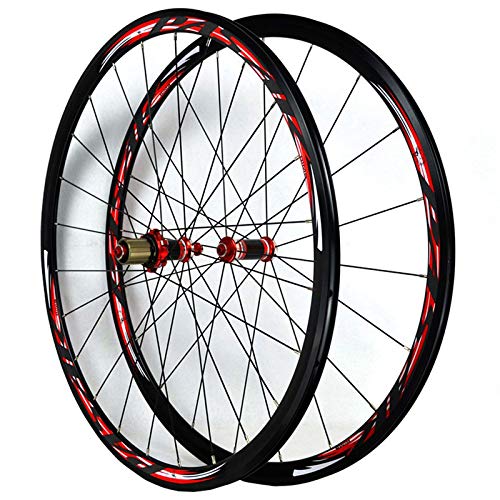 ZFF Bicicleta Carretera Rueda 700c Juego De Ruedas Carbón 30 Mm Liberación Rápida Aluminio Borde C/V Freno 7/8/9/10/11 Velocidad Volante Casete Pared Doble