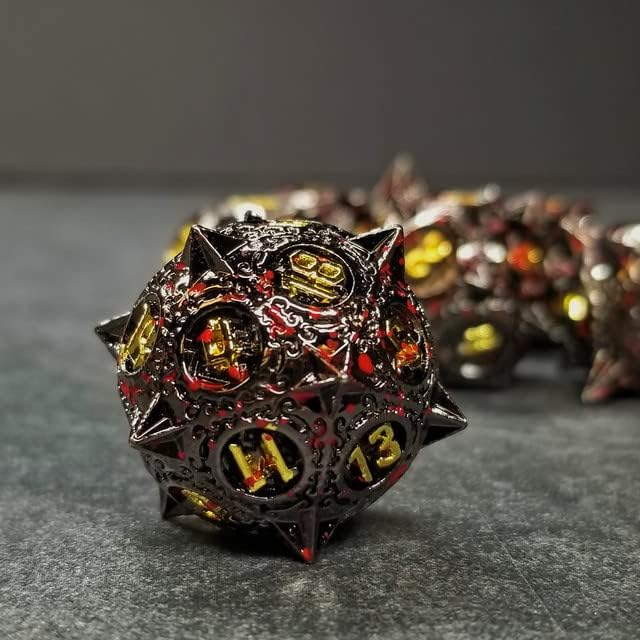 Miniatura 6 de Sage's Portal Enchanted Morning Stars - Juego de 7 dados poliédricos de metal con pinchos para Dungeons and Dragons TTRPG Pathfinder
