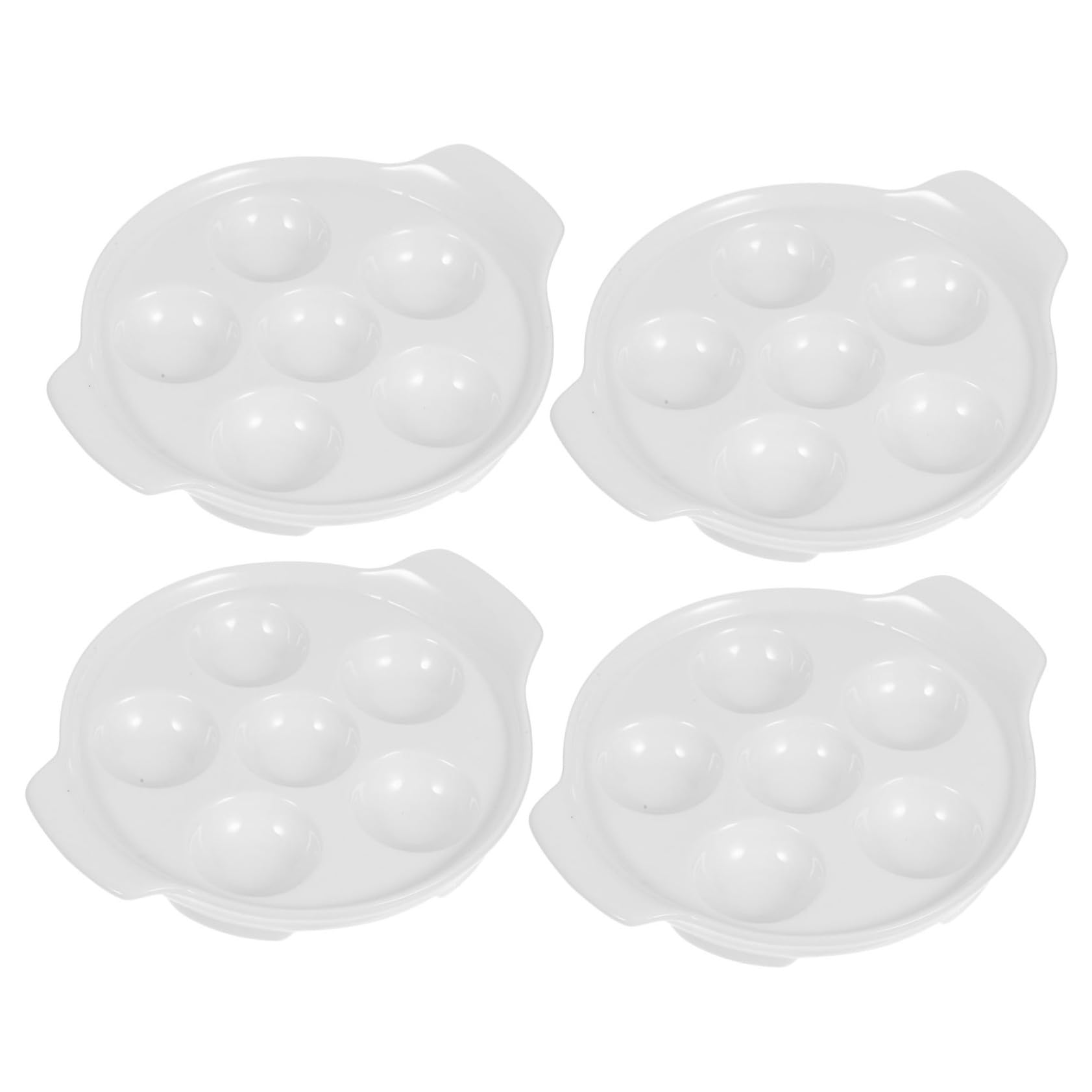 ERINGOGO Plato para Caracoles con Doble Oreja 18 Cm Cerámica Resistente a Altas Temperaturas para Hornear Mariscos y Aperitivos en Reuniones Familiares 4 Piezas