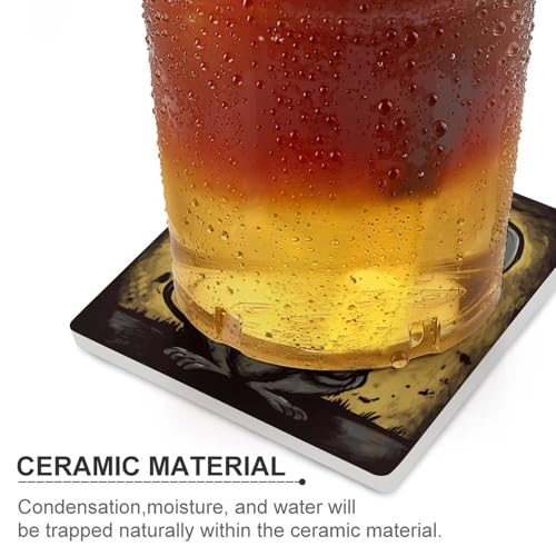 6 dessous de verre carrés en céramique Rat et fromage pour la table - 5