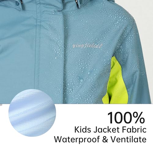 Image of YINGJIELIDE Boys Girls Waterproof Rain Jackets Kids Easy to Fold Windbreaker Lightweight Outdoor Hooded Raincoat