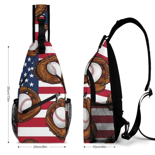 Fashion Dress Decor Sling Backpack Shoulder Bag, Day Pack, Chest Shoulder Bag For Men And Women American Flag Baseball Art2