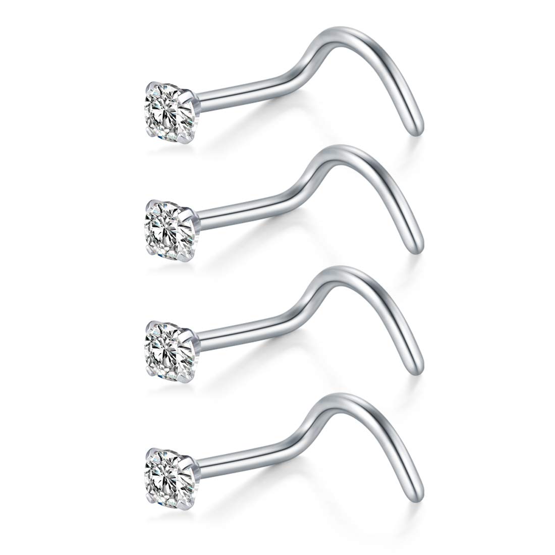 D.Bella 18G Nose Rings Hoop L-Shaped & C-Shaped Nose Rings Piercing Stainless Steel Nose Studs Screw Tragus Cartilage Helix Ear Piercing Hoop Jewelry Set