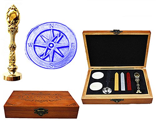 Cuillère à fondre la cire et boîte en bois pour sceller vos faire-part