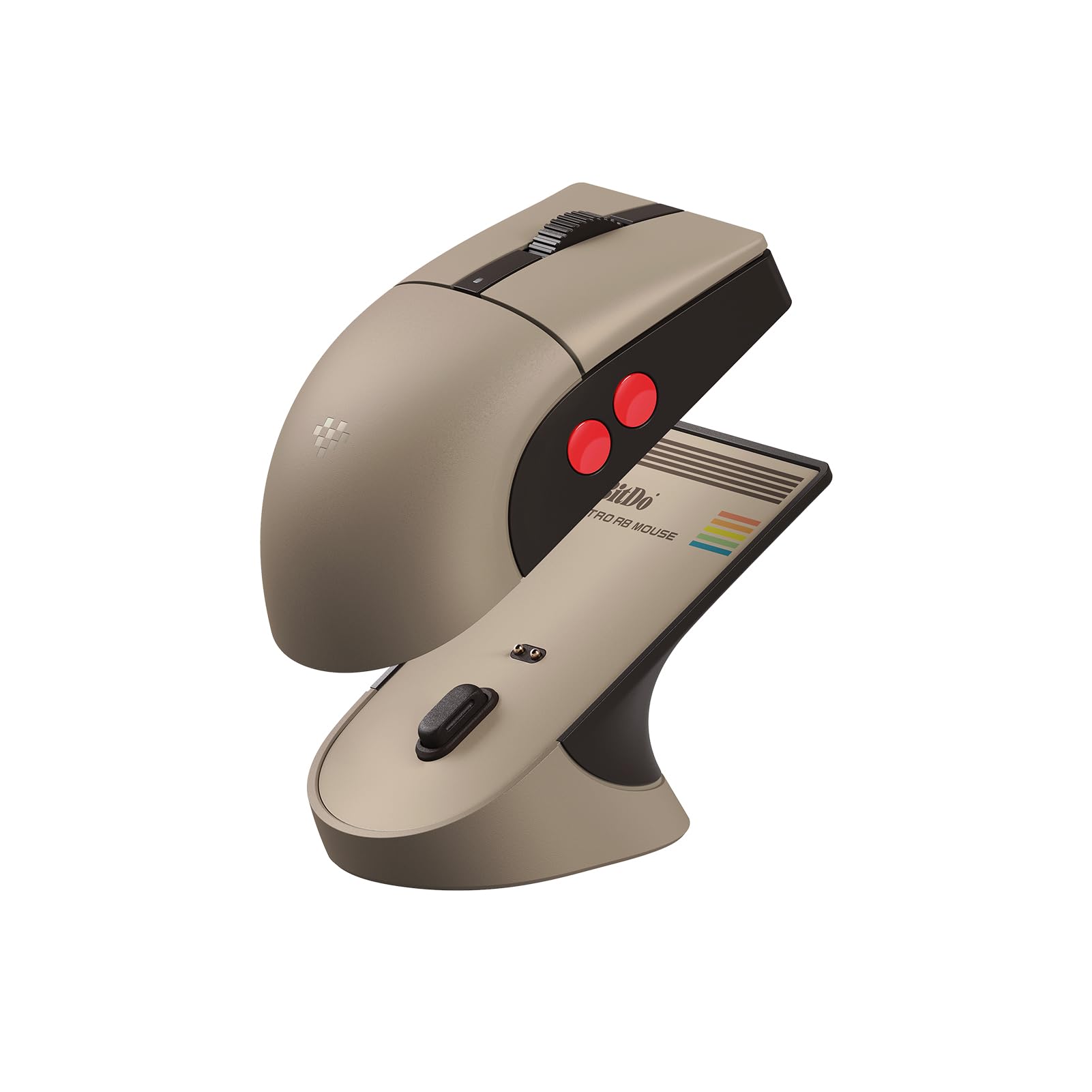 8BitDo Retro R8 Mouse with Charging Dock, PAW 3395 Optical Sensor DPI 26,000, Wireless Mouse with 4K Polling Rate, Programmable Buttons, and HUANO Micro Switches - C64 Edition - 3