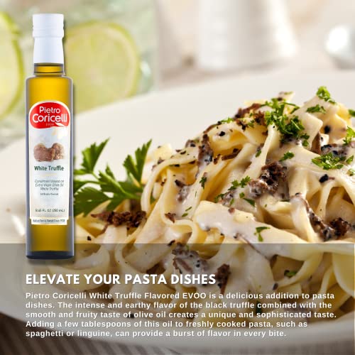 Pietro Coricelli: White Truffle Flavored Extra Virgin Olive Oil (Evoo) | Cold Pressed | Condiment Of Mediterranean Cuisine | Add Rich Flavor To Your Gourmet Dishes (250Ml 8.45Fl Oz) #TOP4