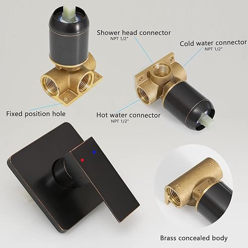 Miniatura 35 de Sistema de ducha de níquel cepillado para baño, mezclador de lluvia de lujo, conjunto combinado de ducha montado en la pared, sistema de cabezal