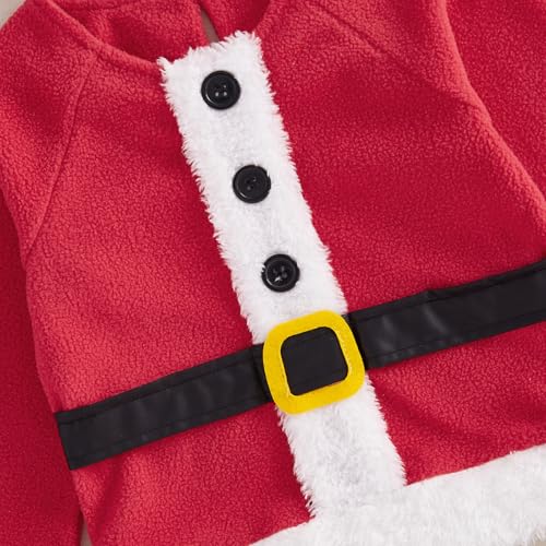 Nokpsedcb Lindo traje de Papai Noel para bebê, manga comprida, patchwork, calça listrada, chapéu, ca