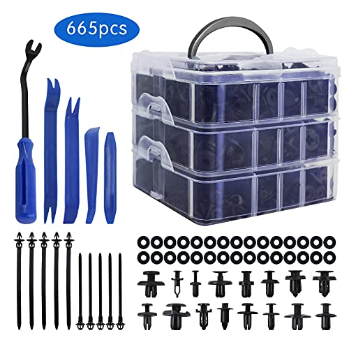 【Accessori completi】Con diverse dimensioni di strumenti per la rimozione di elementi di fissaggio e fascette per cavi, gli strumenti di rimozione sono ergonomici, facili da impugnare, efficaci e fanno risparmiare manodopera e possono aiutarti a rimuovere rapidamente e facilmente i pannelli delle porte e le clip decorative senza causare danni.
