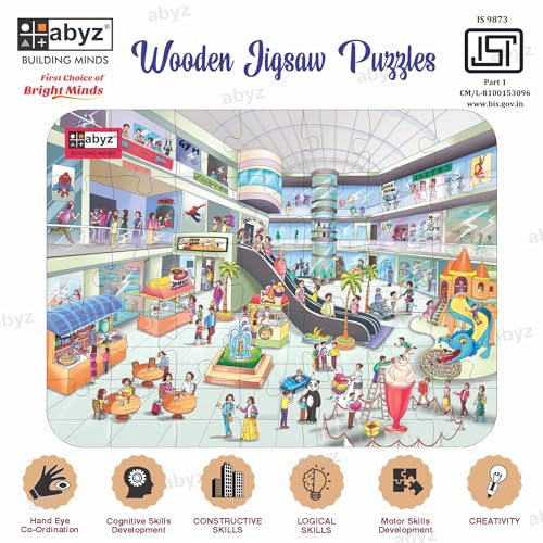 Image of ABYZ Wooden Jigsaw MALL Puzzles 35pcs for Kids of Age 4-6 Years