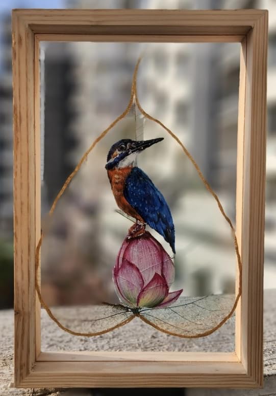 Image of Abhikalpya Art studio A4 Floating Wooden Frame 8x12 inch Empty for any plant leaf decoration, picture, DIY Gift item 30.48 X 20.32 Centimeters (Wooden) (Table top)