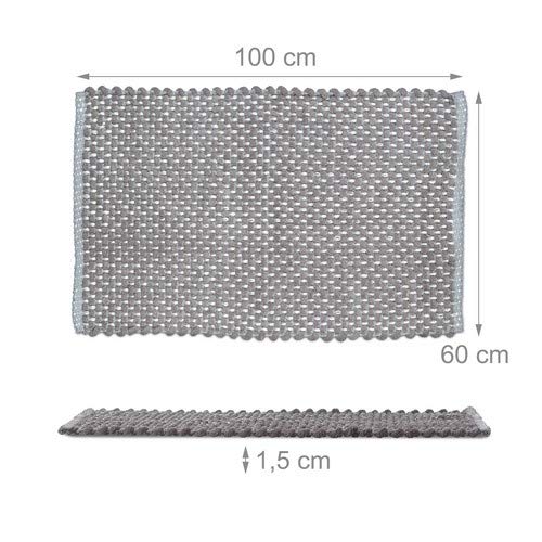 Relaxdays Grey Bathmat, Non-Slip Bathroom Mat, Anthracite, Washable, Carpet Runner in 60x100 cm, Rug