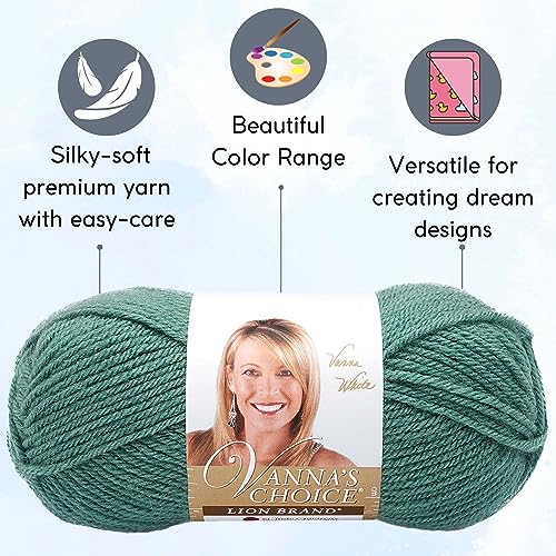 Image of Lion Brand Yarn Vanna'S Choice 860-177 Sage | 6 Skeins, Same Dye Lot, Project Bag, CYC #4 Worsted, 100% Acrylic, Ideal for Crochet, Knitting Blankets, Hats, Scarves