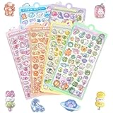 【6枚セット】3dシール 立体シール 可愛い ぷくぷく Lucktree ジュエル風 立体 泡ステッカー ステッカー 手帳用 貼り付け可能 女の子 （犬 + クマ + 猫 + ウサギ + 恐竜 + 鳥）