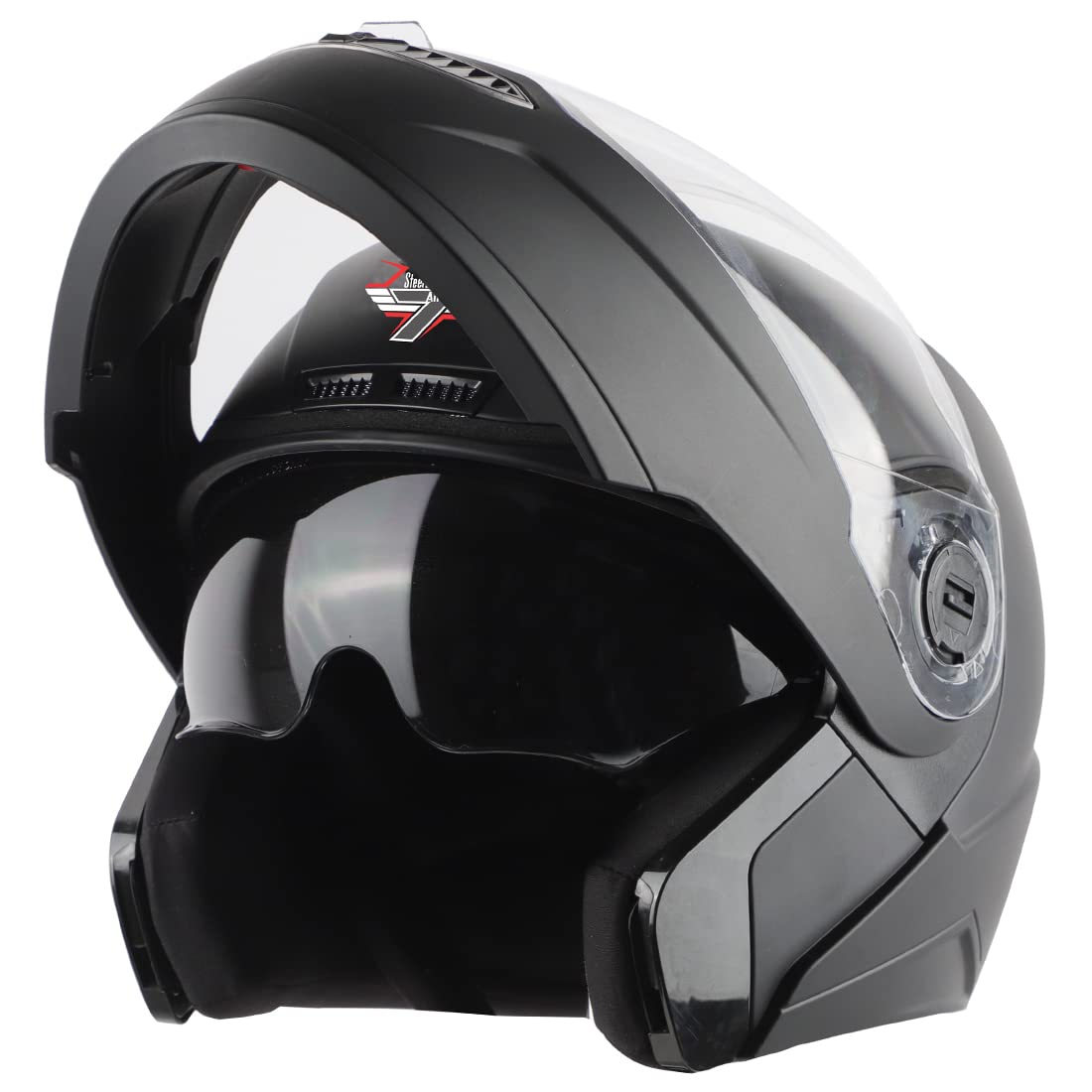 Steelbird SBA-7 7Wings ISI Certified Flip-Up Helmet for Men and Women with Inner Sun Shield (X-Large 620 MM, Matt Black)