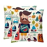 TBOUOBT Pack of 2 Velvet Pillow Covers, Square Pillowcase Cushion Case for Couch Bed, Cartoon Summer