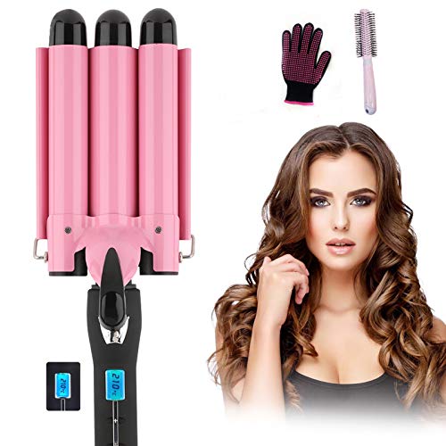 3 Barrel Hair Curling Iron Wand,iMyGirl 1 inch 25mm Hair Crimper,[Upgraded Version] LCD Display Temperature Control Hair Waving Styling Tools, Large Deep Wave Hair Curler Tongs