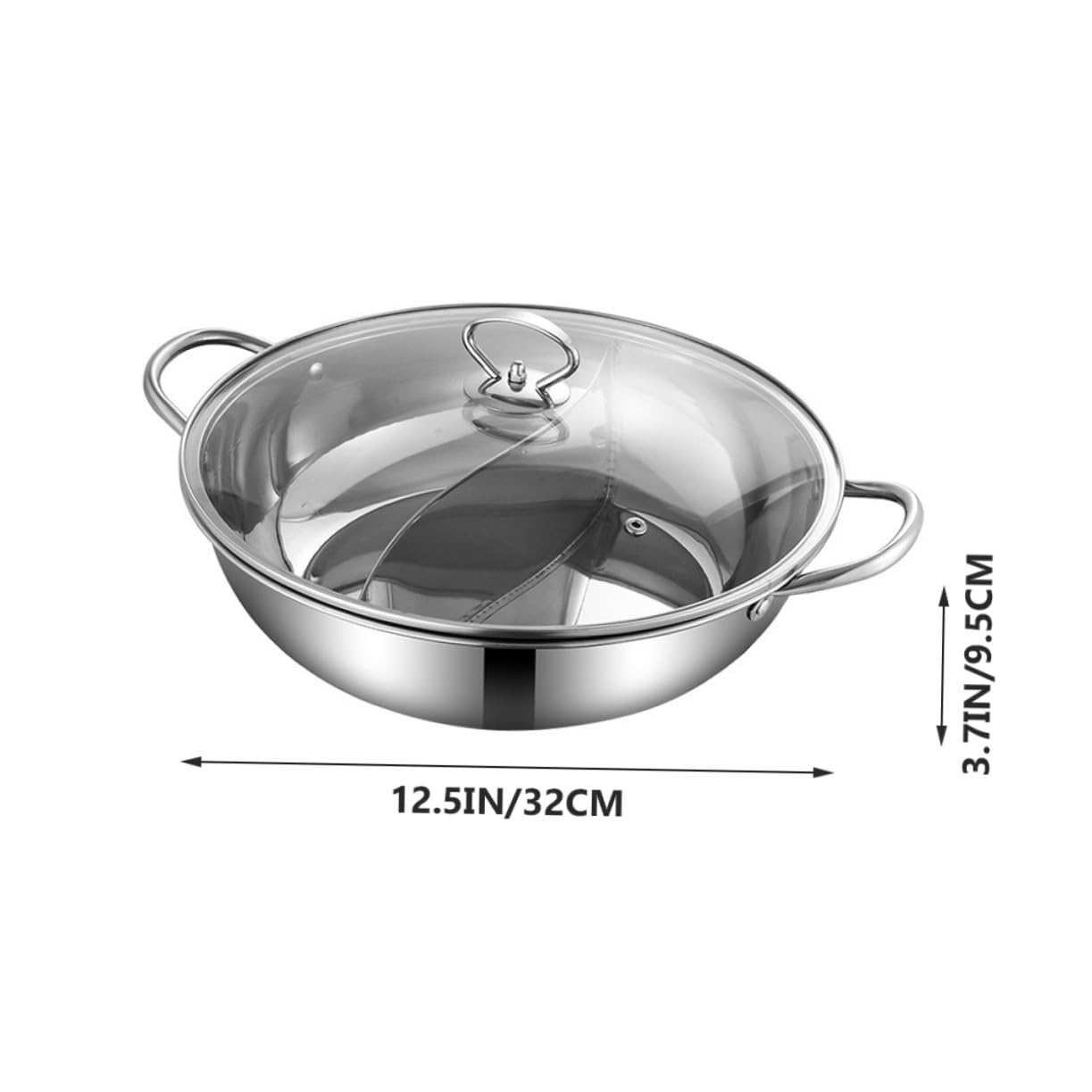 Toyvian Marmite à Fondue Chinoise Inox 32 Cm Double Saveur Avec Passoire En Acier Inoxydable, Compatible Gaz Et Induction, Batterie Cuisine Pour Repas Convivial En Intérieur, Ensemble 4 Pièces