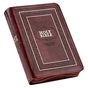 KJV Holy Bible, Compact Large Print Faux Leather Red Letter Edition - Ribbon Marker, King James Version, Burgundy, Zipper Closure (KJV Compact LP Editions)
