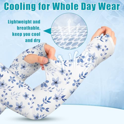 Image of Bebila Gardening Sleeves for Women Farm UV Sun Protection Anti-Scratch Cooling Sleeves with Thumb Hole Arms Cover Outdoors
