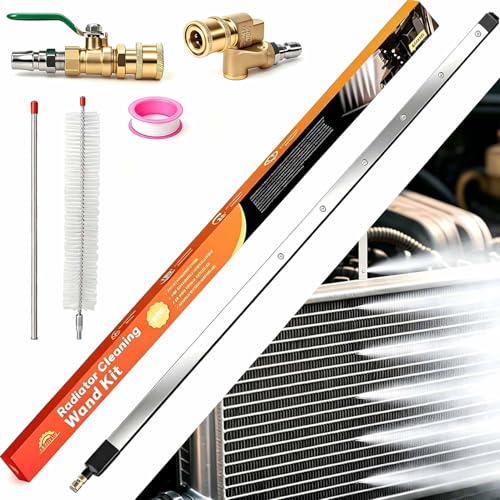 FREEYOU 40' Upgraded Radiator Cleaning Wand With 25° Fan Nozzles,Water and Air Dual-Use 4500 PSI Pressure Washer Tool Set for Car,Truck and Other Vehicles.