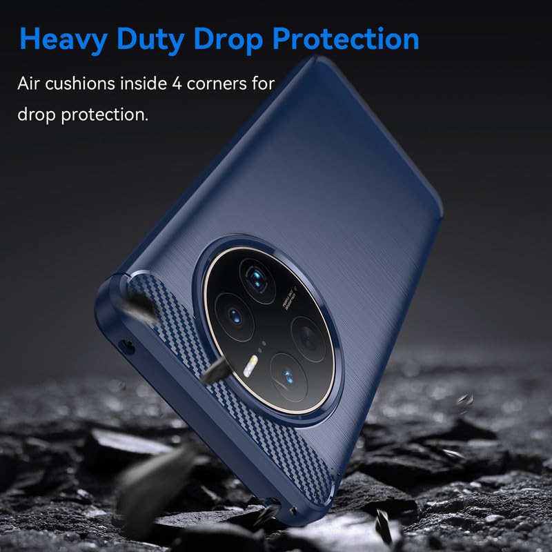 Image of Hybrid Carbon Fiber Back Case for Huawei Mate 50 Pro (Blue)