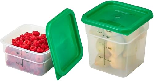 Cambro Recipiente de almacenamiento de alimentos con tapa (apto para microondas y sin BPA), paquete de 2, cuadrado de la serie clásica con tapa