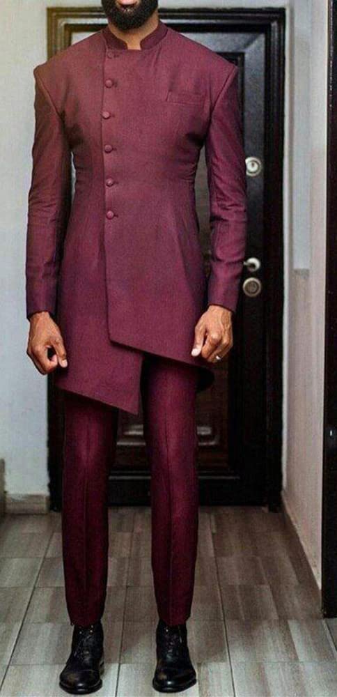 Uomo Vestito Due Pezzi attività Homecoming Stand Collare Giacca e Pantaloni Set