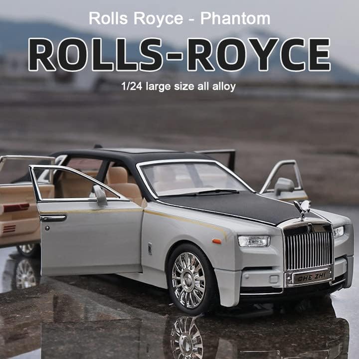 Image of 1 /24 Rolls-Royce Phantom Model Car,Zinc Alloy Pull Back Toy Diecast Toy Cars with Sound and Light for Kids Boy Girl Gift (White)
