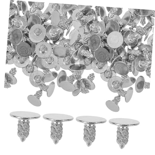 Angoily 100pcs Beading Machine Accessories Sewing Studs Decoration Clothing Rivets Round Rivets Decorative Claw Nails Rivets for Suitcase Hats Claw Nails Rivets for Clothes Metal Silver