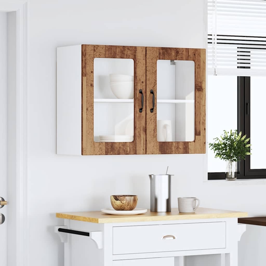 Pensile da Cucina con Anta in Vetro Legno Multistrato 80x31x60 cm