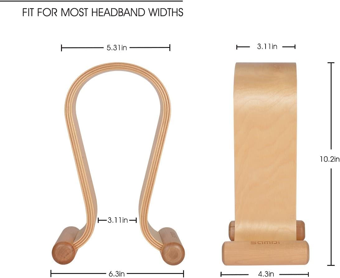 SAMDI Leather Headphone Stand Headset Stand Headphone Holder Universal Gaming Headset Holder - Birch