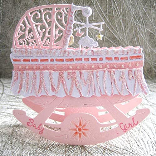 Cutting Dies for Card Making,Cutting Dies Cut Stencils for DIY Scrapbooking Photo Album Decorative Embossing Paper Dies for Card Making Templated+Cute Brooch Pin (Baby Cradle) - Image 4