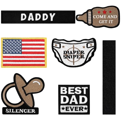 Image of Maiteenly 6 Pcs Daddy Tactical Patches Hook and Loop Patch for Dad Tactical Patches Include Pacifier, Bottle, and Flag for Hats Coats Diaper Bags Father's Day Gift(Adorable Daddy,Brown)