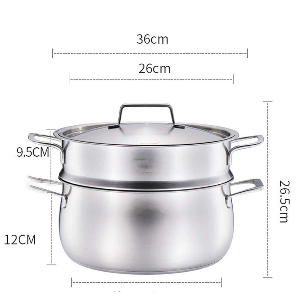 Vaporera de Acero Inoxidable, vaporera con Tapa de Vidrio y vaporera de Alimentos con Espejo Pulido Cestas apilables libremente